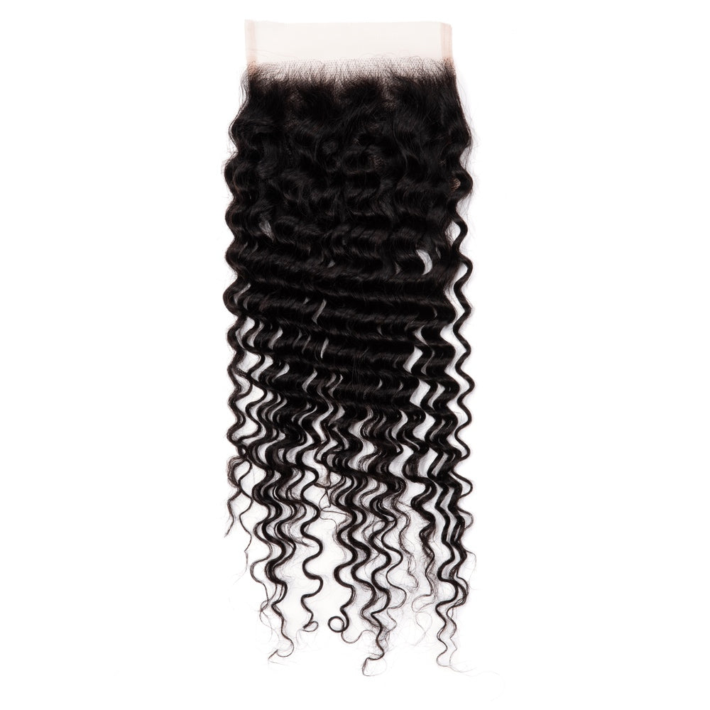 5×5 Deep Wave Virgin Human Hair Lace Closure Free Part