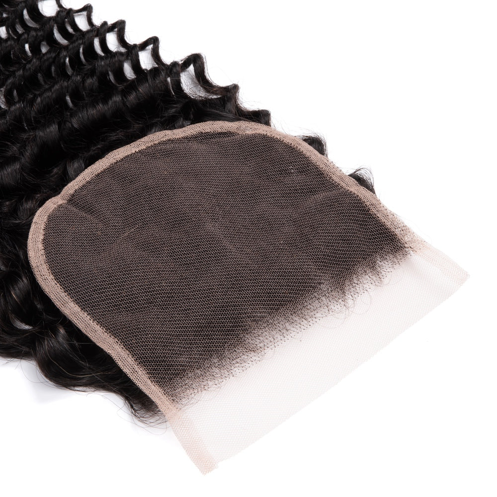 5×5 Deep Wave Virgin Human Hair Lace Closure Free Part